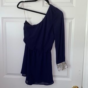 One-Sleeved Romper with Jewel Cuff